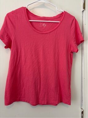 Joie Scoop Neck Short Sleeve Tee in Bright Pink